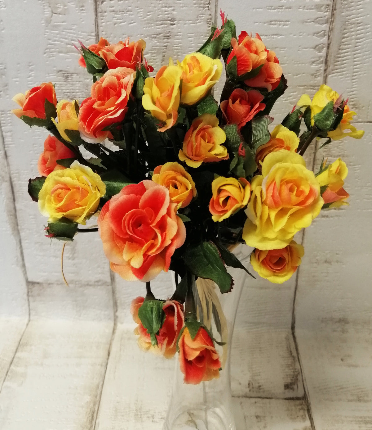 Mini-Rosen-Strauß orange-gelb 20/20cm künstlich