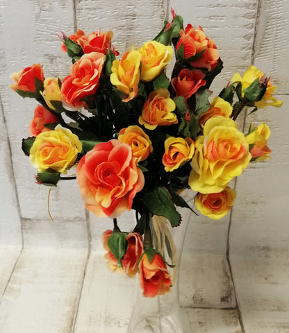 Mini-Rosen-Strauß orange-gelb 20/20cm künstlich