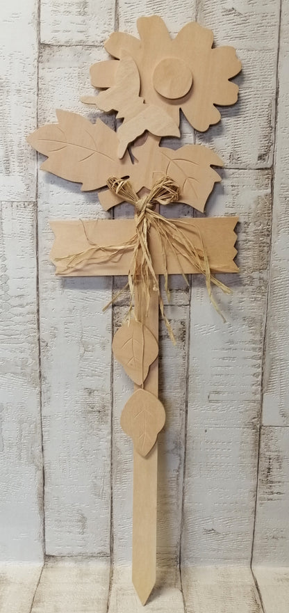 Blumenstecker "Blume" zum Anmalen Holz 19cm x 57cm