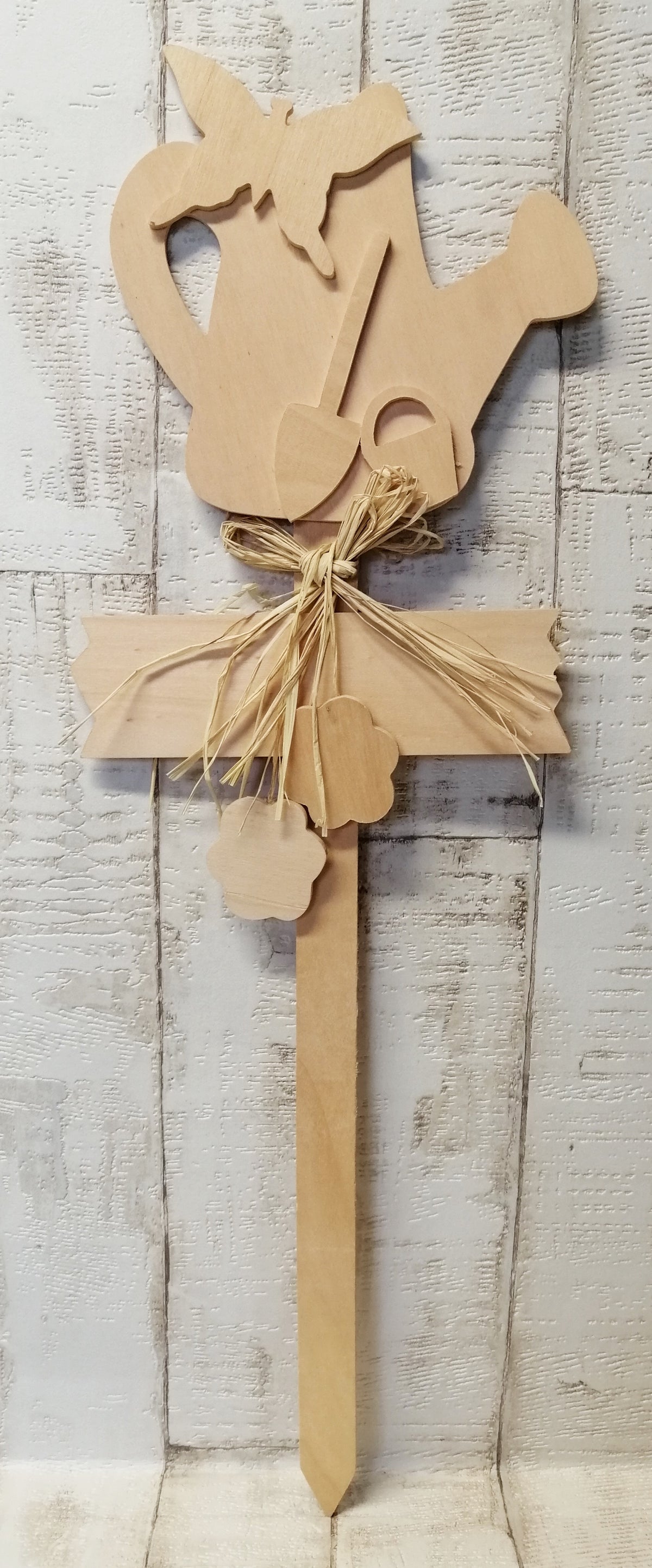 Blumenstecker "Gießkanne" zum Anmalen Holz 19cm x 59cm