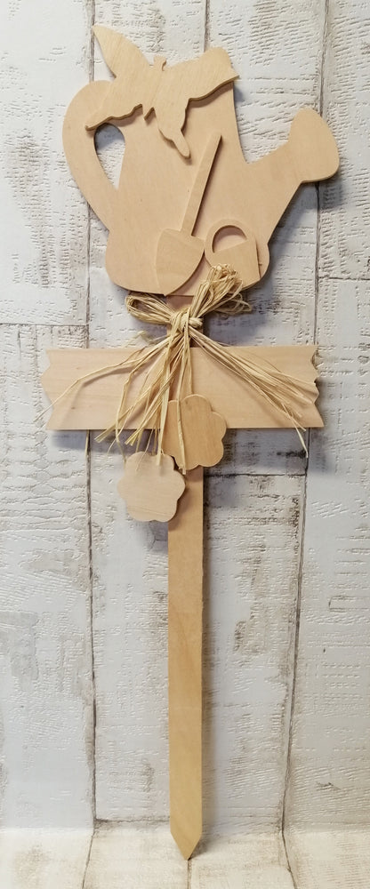 Blumenstecker "Gießkanne" zum Anmalen Holz 19cm x 59cm