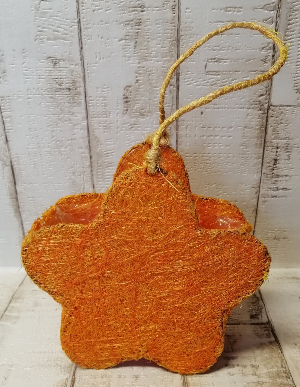 Sisal-Tasche Blume Pflanzgefäß orange 15x5cm mit Plastikeinlage