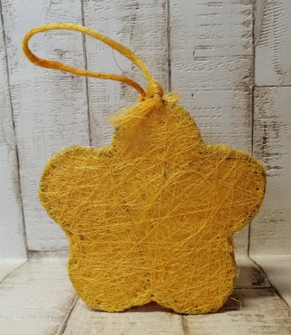 Sisal-Tasche Blume Pflanzgefäß gelb 15x5cm mit Plastikeinlage