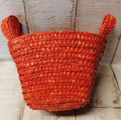 Bast-Tasche Pflanzgefäß orange 10x13x11cm mit Plastikeinlage