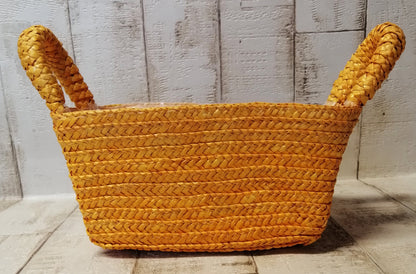 Bast-Tasche Pflanzgefäß gelb 11x22x12cm mit Plastikeinlage