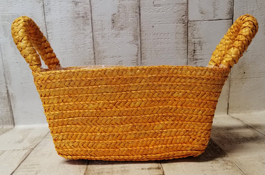 Bast-Tasche Pflanzgefäß gelb 11x22x12cm mit Plastikeinlage