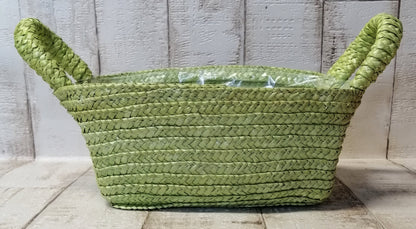 Bast-Tasche Pflanzgefäßgrün 11x22x12cm mit Plastikeinlage