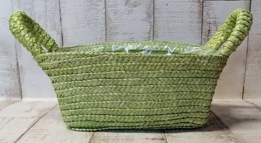 Bast-Tasche Pflanzgefäßgrün 11x22x12cm mit Plastikeinlage