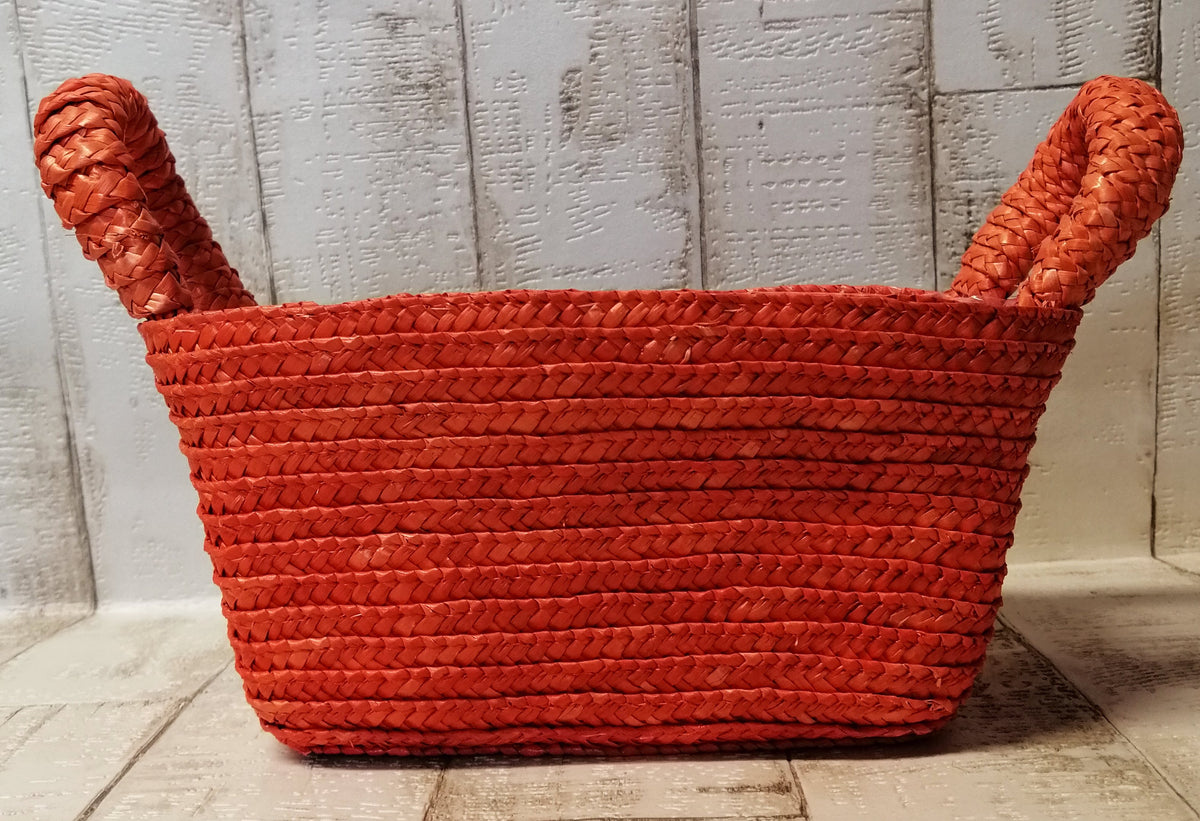 Bast-Tasche Pflanzgefäß orange 11x22x12cm mit Plastikeinlage