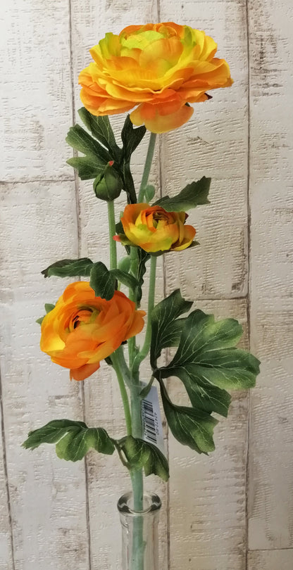 Ranunkel gelb 3Blüten 63cm künstlich