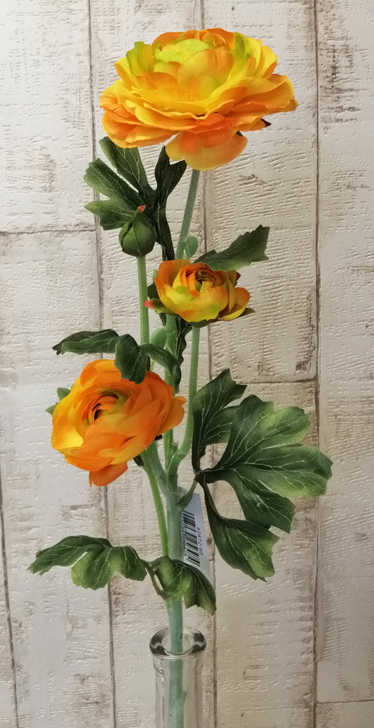 Ranunkel gelb 3Blüten 63cm künstlich