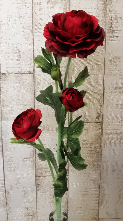 Ranunkel rot 3Blüten 63cm künstlich