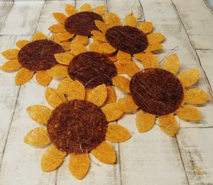 Sisal Sonnenblumen 6 Stck. a. 15cm gelb/braun