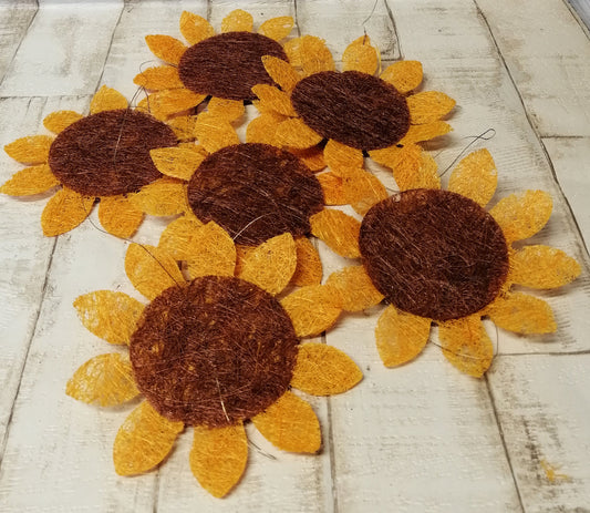 Sisal Sonnenblumen 6 Stck. a. 15cm gelb/braun
