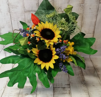 Strauß Sonnenblumen Beeren Physalis Lavendel  gelb-orange-lila 42x38cm künstlich