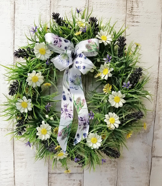 Türkranz Margeriten-Lavendel Kranz künstlich 30cm Durchmesser