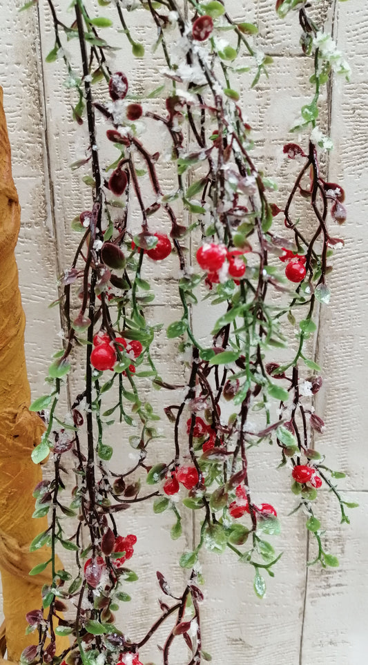 Beerenzweig gefrostet mit roten Beeren 100/55cm künstliche Pflanzen Dekoration basteln
