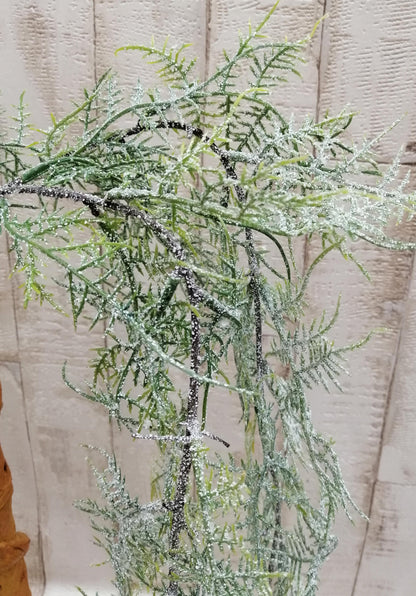 Farn-Zweig gefrostet 2tlg. grün 100cm künstliche Pflanzen Dekoration basteln