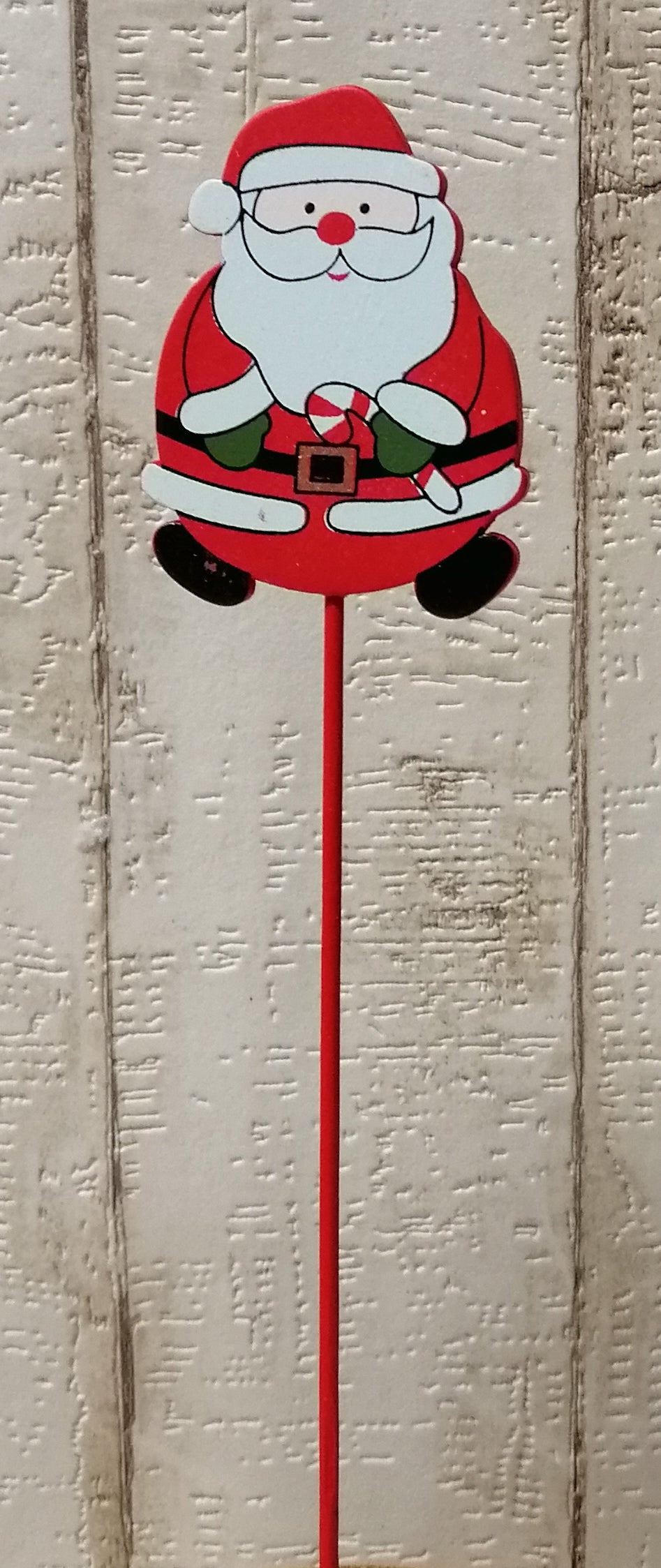 Weihnachtsmann mit Zuckerstange Holz Stecker rot 6,5 x 5cm /26,5cm zum Basteln Dekoration