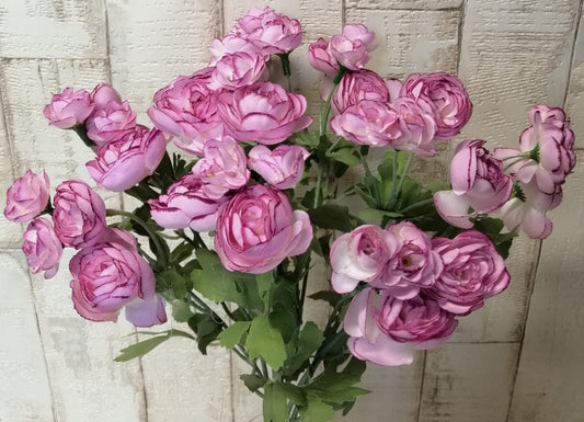 Ranunkel-Busch rosa 9tlg. 25/35cm künstliche Blumen Dekoration Basteln