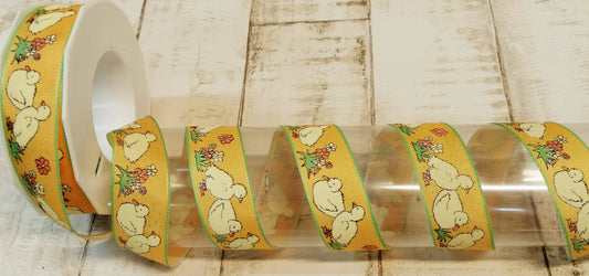 Dekoband Ostern Frühling Küken gelb grün 25mm breit 25M/Rolle