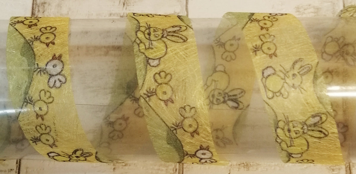 Dekoband Ostern Frühling Flies gelb Hase Küken 25mm breit 20M/Rolle