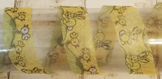 Dekoband Ostern Frühling Flies gelb Hase Küken 25mm breit 20M/Rolle