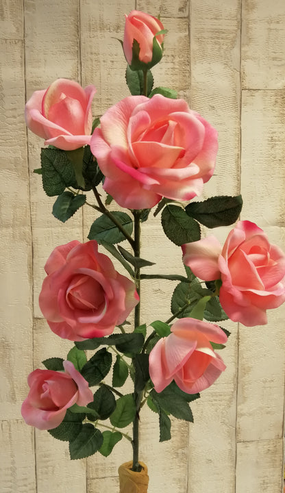 Rose 7-teilig rosa langstielig 90cm