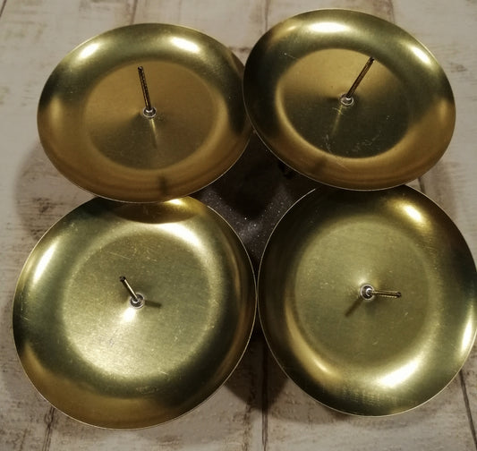Kerzenhalter-Set mit Dorn  4 Stück  6cm gold Metall zum Basteln Dekorieren Weihnachten Gestecke Kränze
