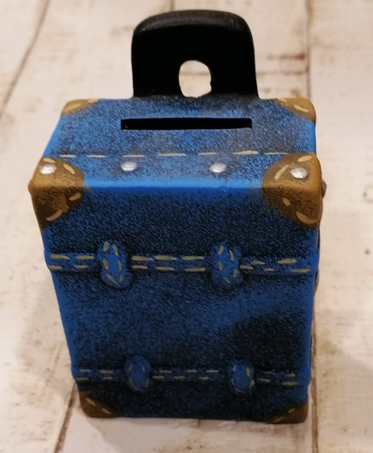 Spardose Urlaub Koffer Trolley blau