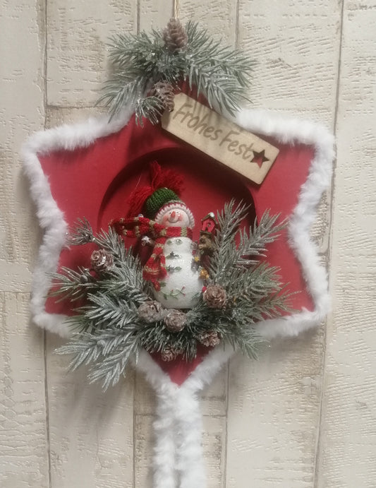 Türkranz Stern Weihnachtsdeko rot-weiß ca.27cm x 50cm Handarbeit
