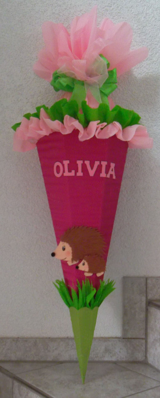 Schultüten Bastelset Igel pink-grün-rosa