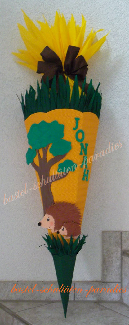 Schultüten Bastelset Igel gelb-grün