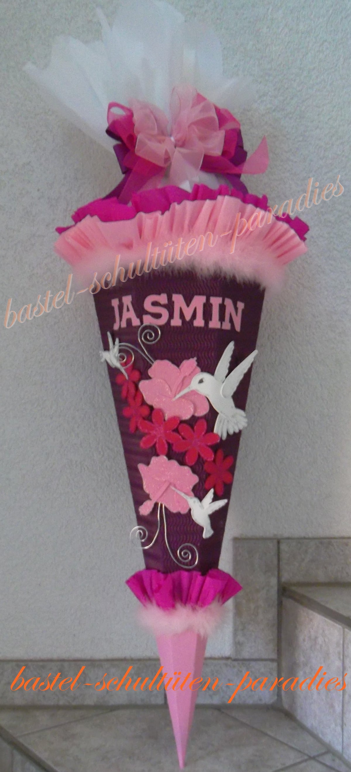 Schultüten Bastelset Kolibri /Hummingbird lila-rosa-pink