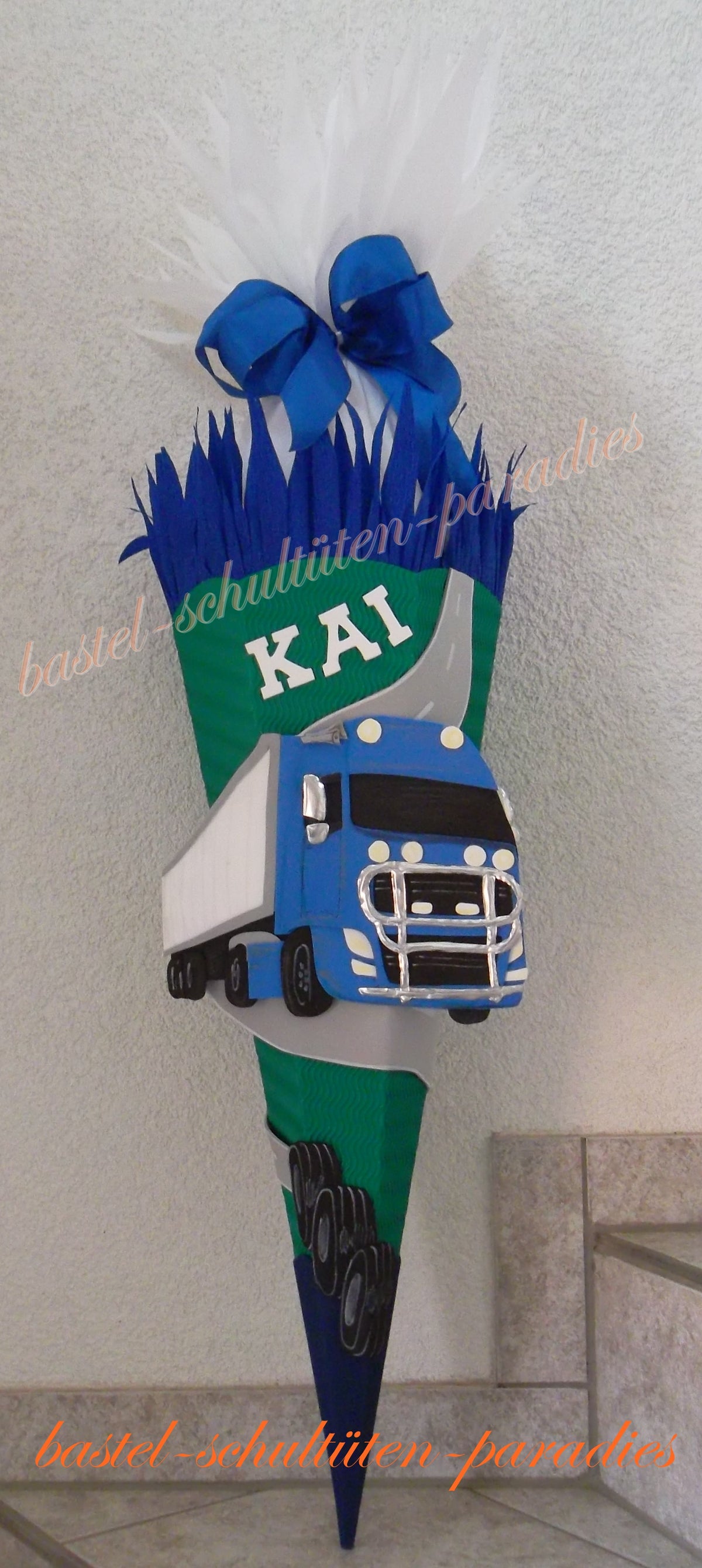 Schultüten Bastelset LKW/ Truck 2 blau-grün