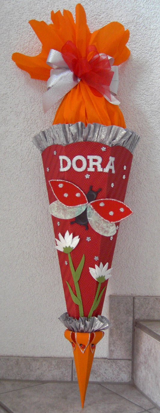 Schultüten Bastelset Marienkäfer rot-orange-silber