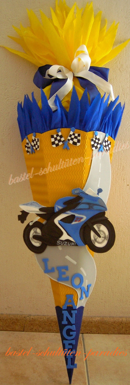 Bastelset Motorrad gelb-blau