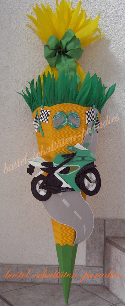 Bastelset Motorrad gelb-grün