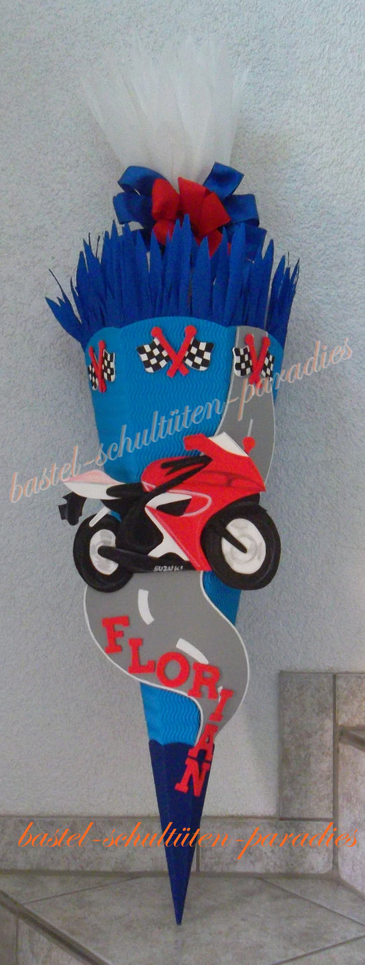 Bastelset Motorrad türkis-blau-rot