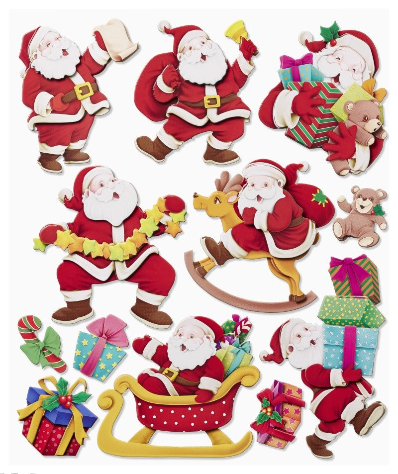 XXL-Sticker Nikolaus mit roten Nikolausfiguren, Geschenken, Schlitten, Schaukelrentier und Teddybär, HobbyFun HF3452566