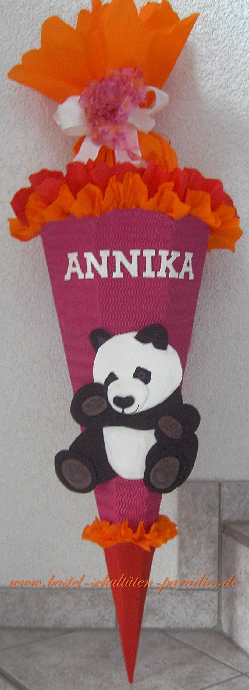 Schultüten Bastelset Pandabär pink-rot-orange