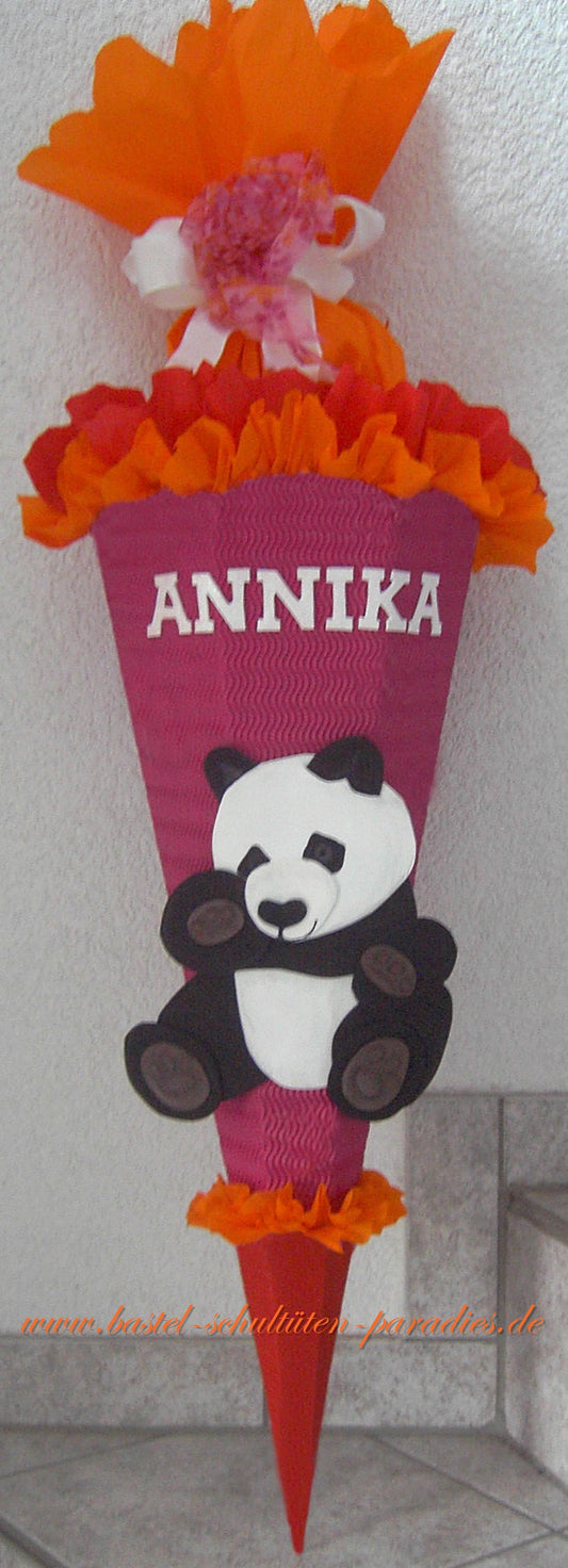 Schultüten Bastelset Pandabär pink-rot-orange