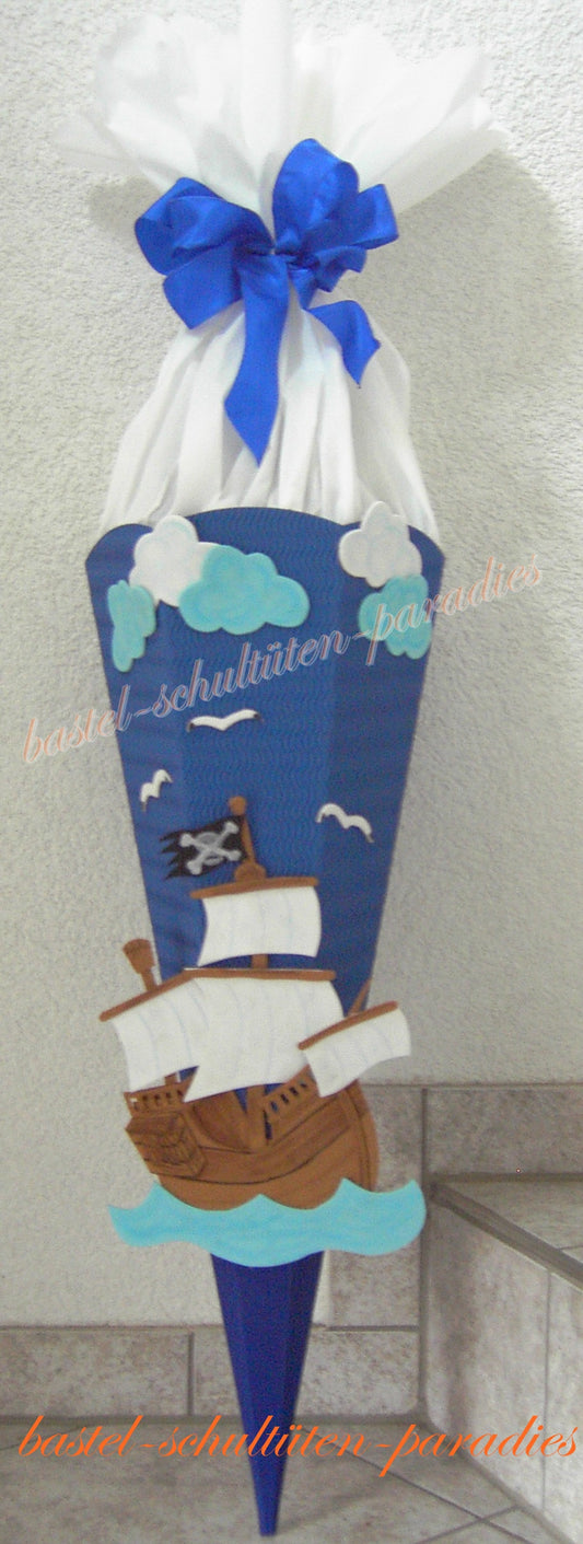 Schultüten Bastelset Piratenschiff blau