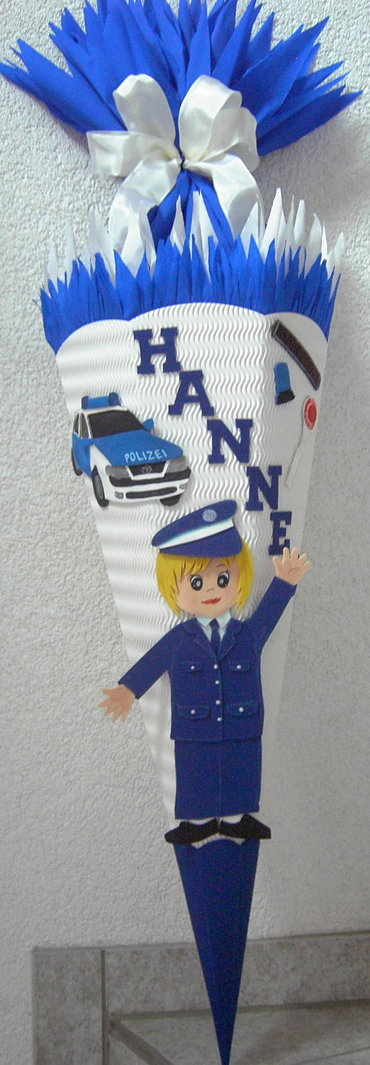 Schultüten Bastelset Polizist / Polizei weiß-blau