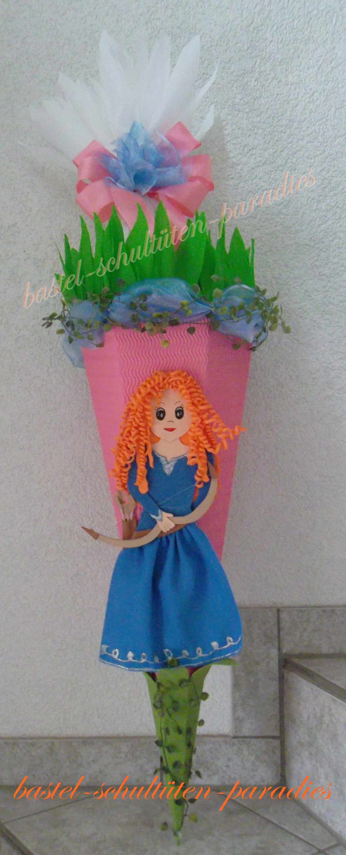 Schultüten Bastelset Prinzessin Marina rosa-blau mit Pfeil und Bogen