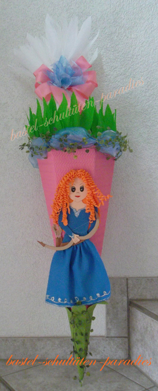 Schultüten Bastelset Prinzessin Marina rosa-blau mit Pfeil und Bogen