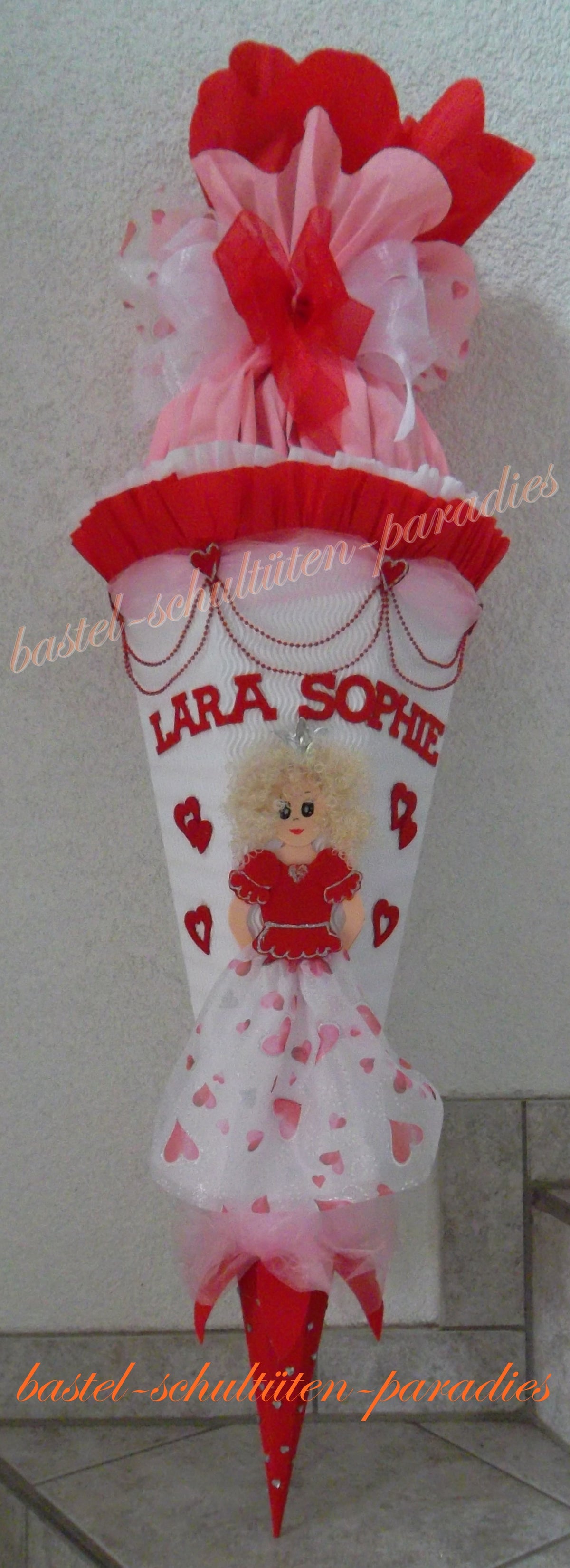 Schultüten Bastelset Prinzessin Stella 3 weiß-rot-rosa