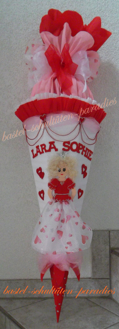 Schultüten Bastelset Prinzessin Stella 3 weiß-rot-rosa