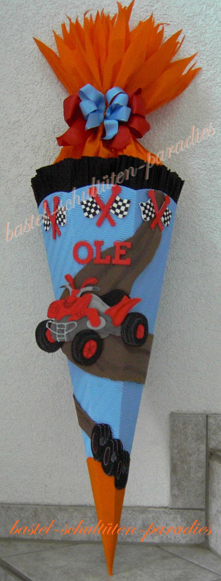 Bastelset Quad auf Feldweg hellblau-orange
