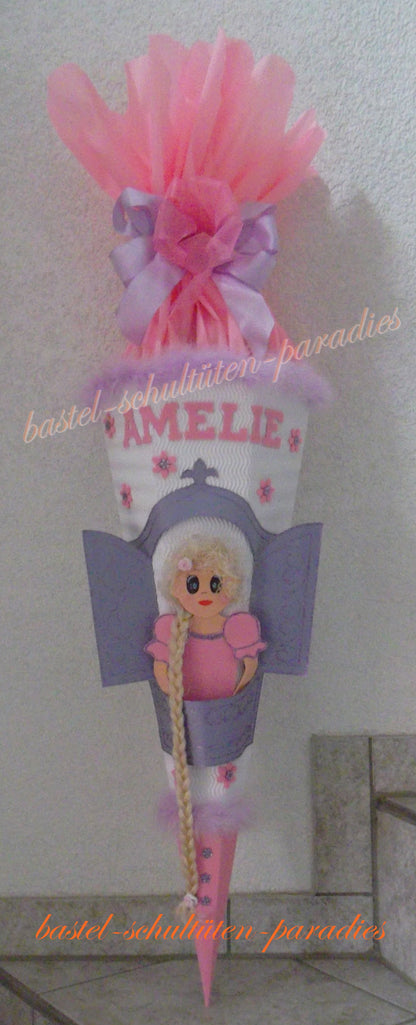 Schultüten Bastelset Prinzessin Rapunzel weiß-rosa-lila